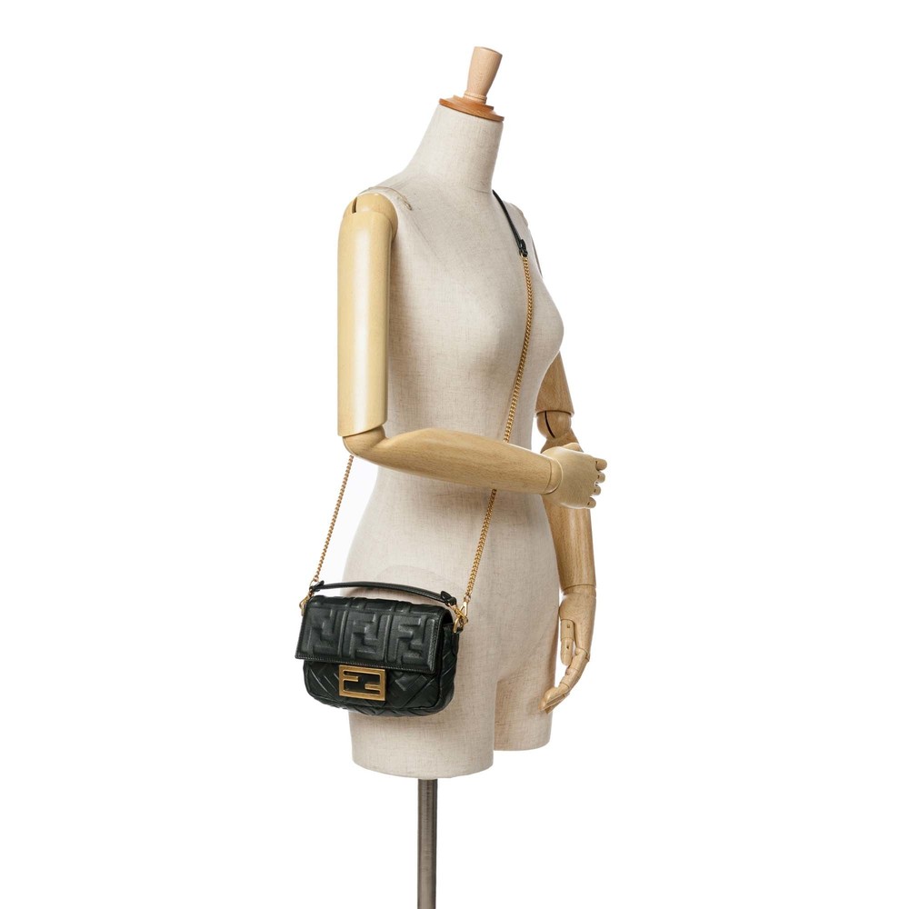 Pre-Loved Fendi Mini Zucca Embossed Leather Baguette Satchel - Picture 10 of 10